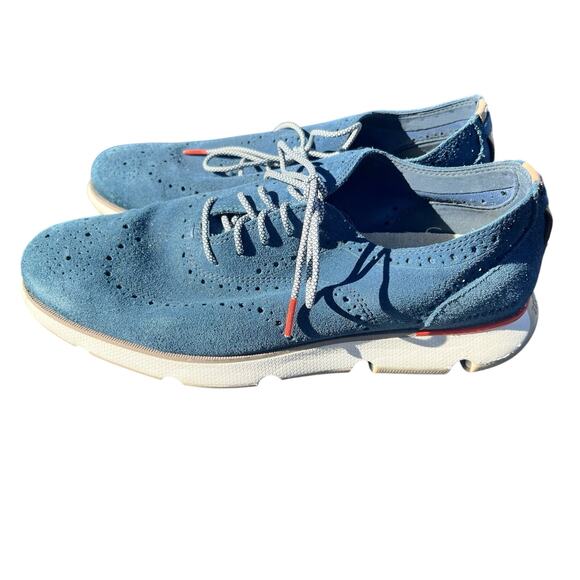 Cole Haan Other - Cole Haan ZeroGrand Men 9.5 W Blue Laser Wingtip Oxford Casual Suede Shoe C35750